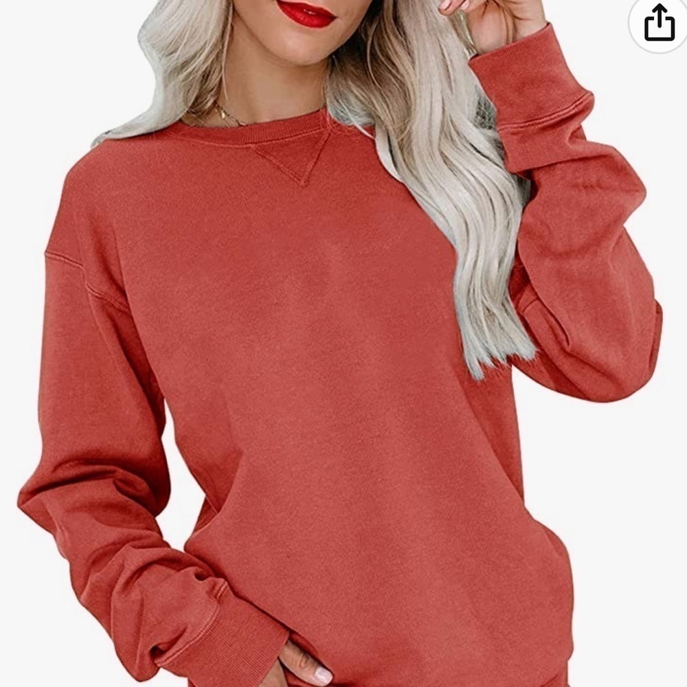 Casual Crewneck Sweatshirts Long Sleeve Cute Tunic Tops Loose Fitting Pullovers - Picture 5 of 7